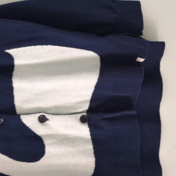 Back To School Navy White Swan Design Preppy Button Down Cardigan Sz 12 Girls - Picture 3 of 5